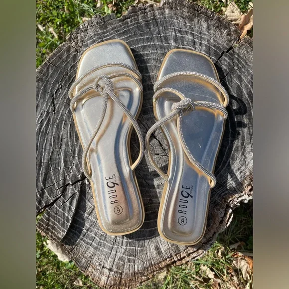 Rogue Helium Gold Rhinestone Sandals - Picture 6 of 7